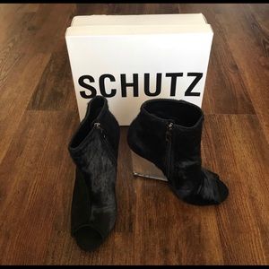 SCHUTZ COW HAIR ANKLE BOOTIE
